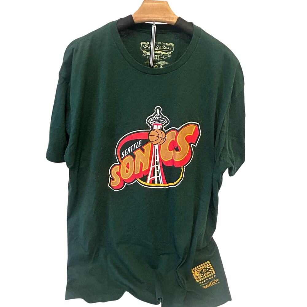 Mitchell & Ness Hunter Green Seattle Supersonics Hardwood classics tshirt